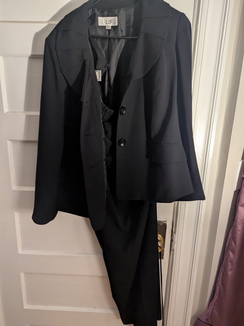 Le Suit Black Two-Piece Blazer and Trouser Ensemble